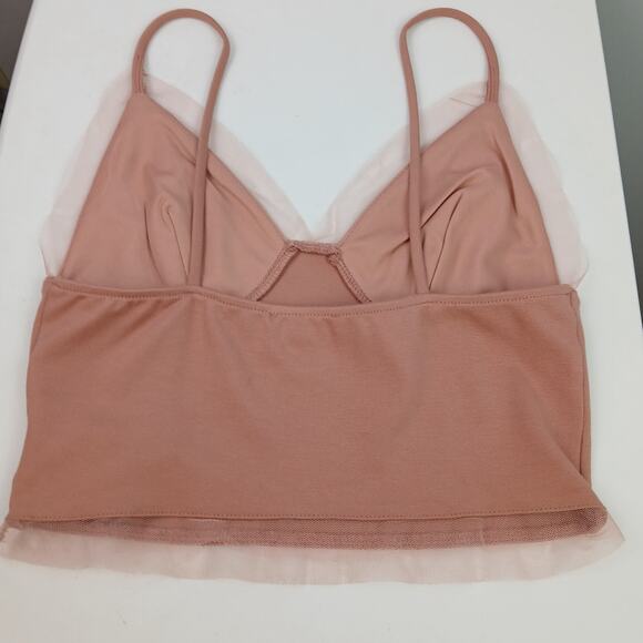 Urban Outfitters Silence + Noise SZ S V-Neck Dusty Pink Mesh Baby Doll Bralette - Picture 3 of 5